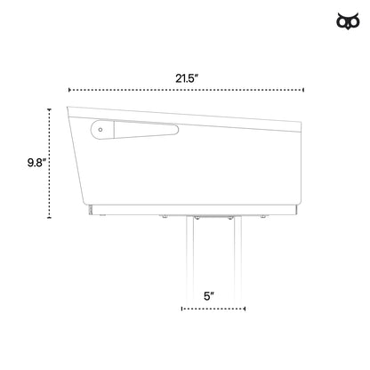 Technical drawing of mailbox with dimensions labeled